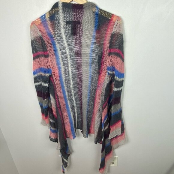 Love Stitch‎ Mohair Pink Grey Blue Striped Open Knit Cardigan Sweater Size Small - Picture 11 of 12